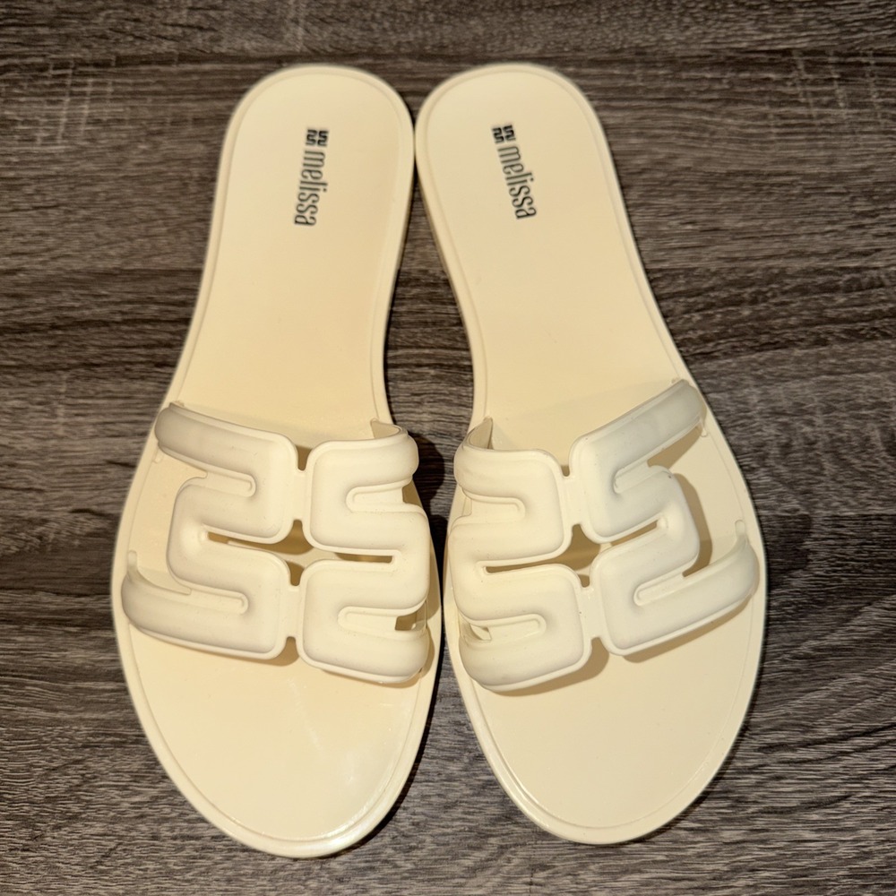Melissa M Cream Slide Sandal Women's Casual Pool Slides Size 9